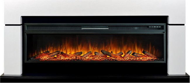 Каминокомплект Lindos 60 - Белый с черным с очагом Vision 60 LOG LED в Челябинске