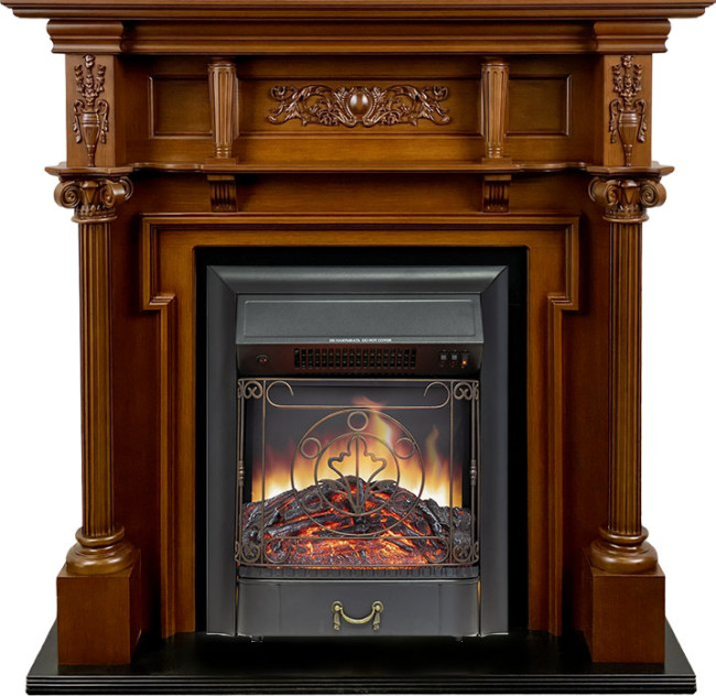 Каминокомплект Oxford - Орех с очагом Majestic FX Black в Челябинске