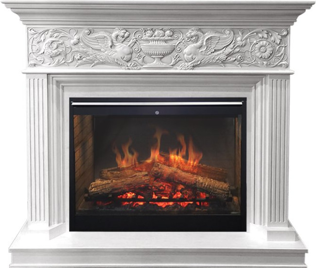 Каминокомплект Palace - Белый с серебром с очагом Symphony 30'' DF3020-INT в Челябинске