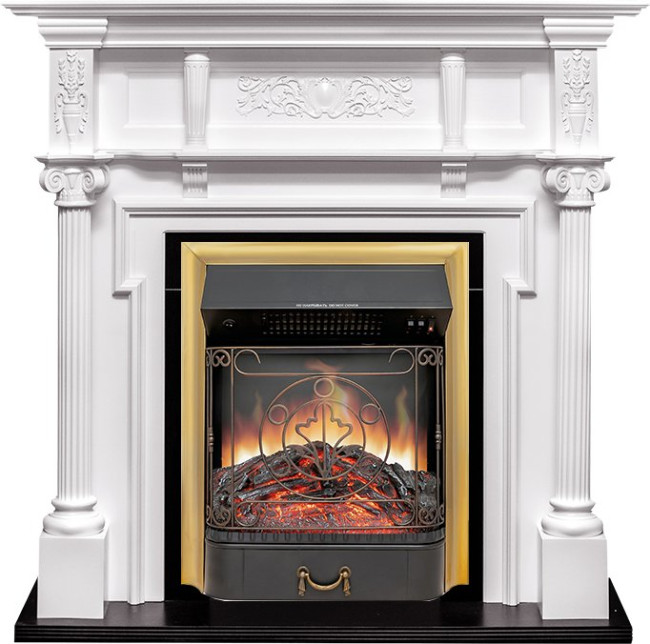 Каминокомплект Oxford - Белый с очагом Majestic FX Brass в Челябинске