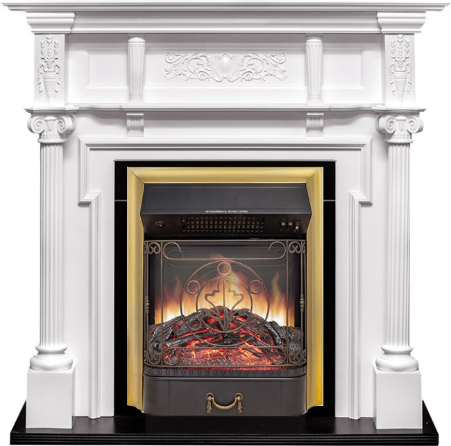 Каминокомплект Oxford - Белый с очагом Majestic FX M Brass в Челябинске