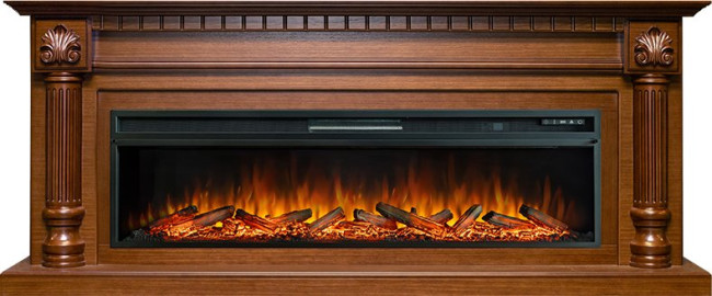 Каминокомплект Edinburg 60 - Орех с очагом Vision 60 LOG LED в Челябинске
