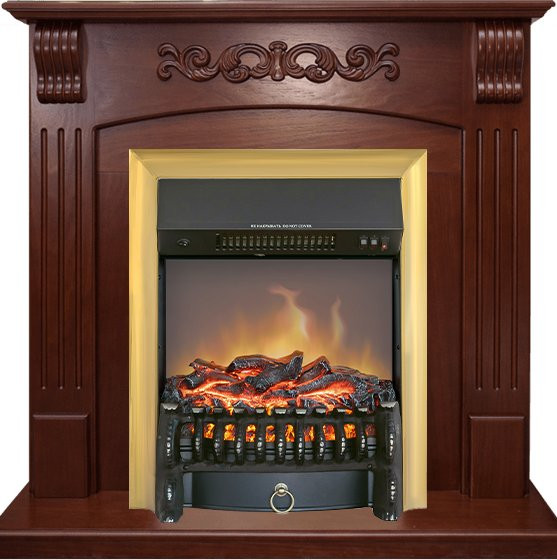 Каминокомплект Sorrento угловой - Орех с очагом Fobos FX M Brass в Челябинске