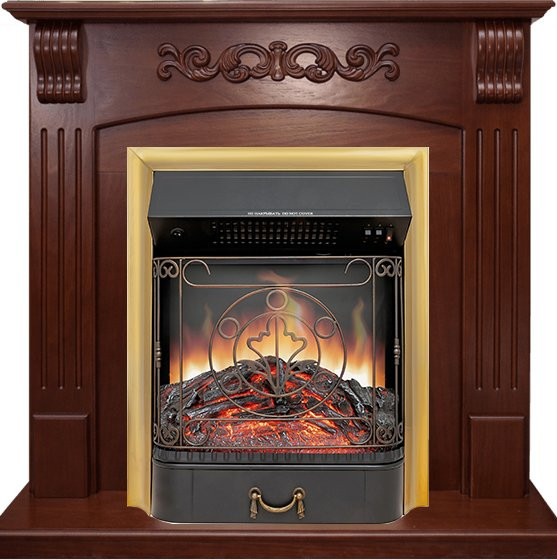 Каминокомплект Sorrento угловой - Орех с очагом Majestic FX Brass в Челябинске