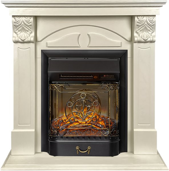 Каминокомплект Dublin (деревянный) RUSTIC (Разборный) - Слоновая кость с очагом Majestic FX M Black RC в Челябинске