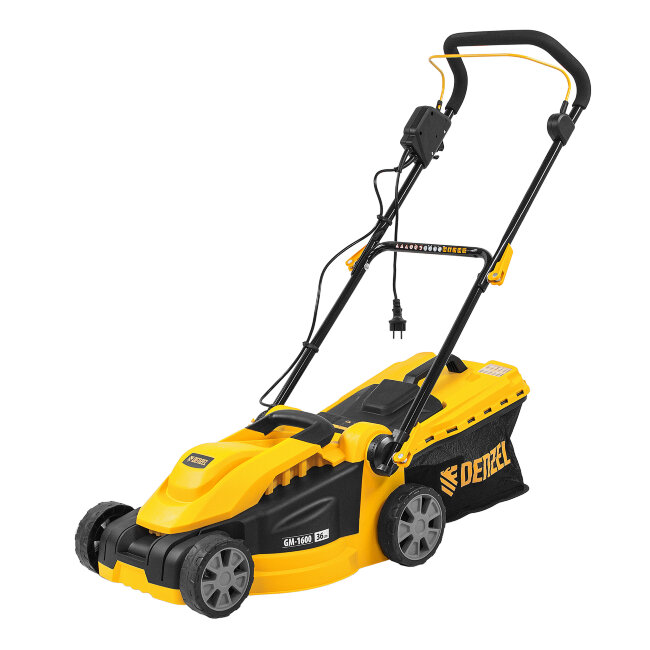 Газонокосилка электрическая GM-1600, 1600 Вт, ширина 36 см, 3 уровя, травосборник 35 л. Denzel в Челябинске