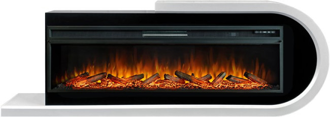 Каминокомплект Basel 60 R - Белый с черным с очагом Vision 60 LOG LED в Челябинске