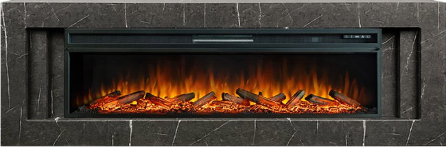 Каминокомплект Line 60 SFT Stone Touch (Разборный) - Серый мрамор с очагом Vision 60 LOG LED в Челябинске