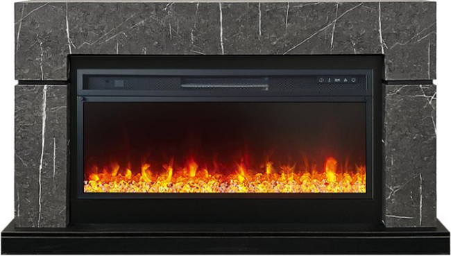 Каминокомплект Lindos 42 SFT - Серый мрамор (Ширина 1470мм) с очагом Vision 42 LED в Челябинске