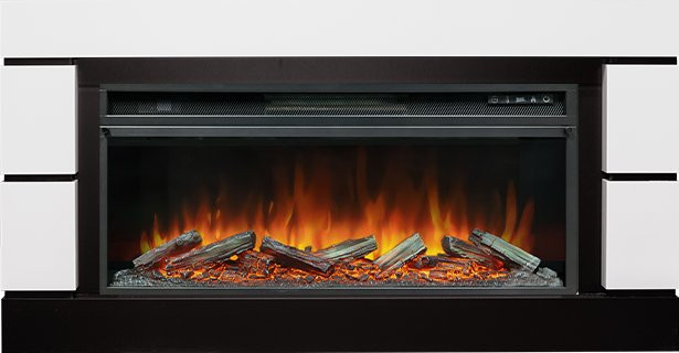 Каминокомплект Modern 42 SFT - Белый с черным с очагом Vision 42 LOG LED в Челябинске