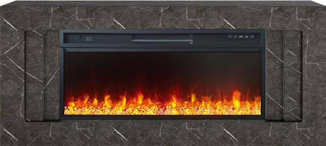 Каминокомплект Line 42 SFT Stone Touch (Разборный) - Серый мрамор с очагом Vision 42 LED в Челябинске