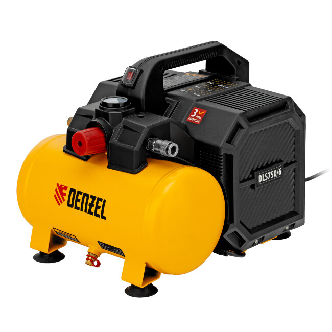 Компрессор  DLS750/6 безмасляный малошумный 750 Вт, 140 л/мин,ресивер 6 л Denzel в Челябинске